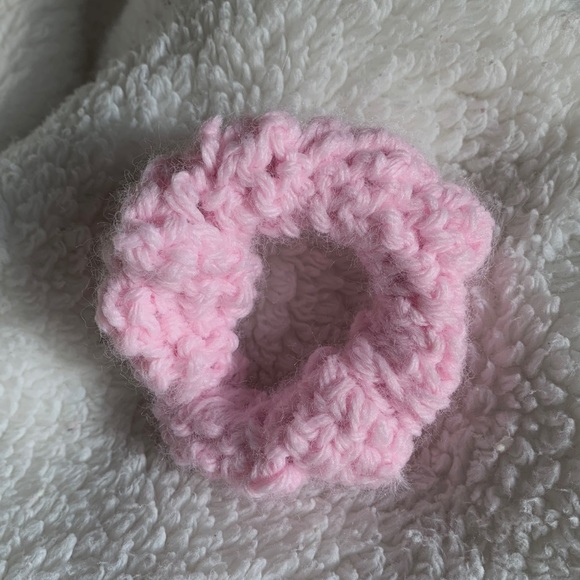 Hand Crafted Accessories - LIGHT PINK CROCHET SCRUNCHIE